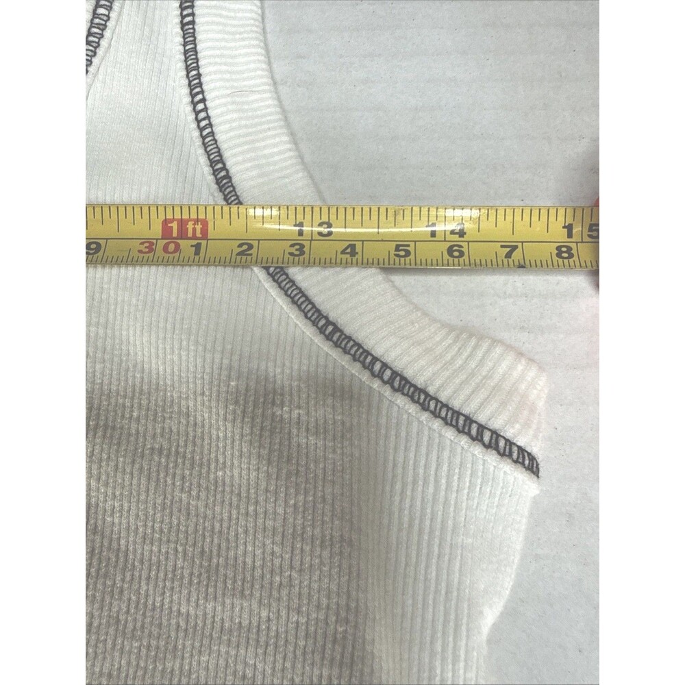 Anthropologie Pilcro Sustainable Ribbed Tank Top White M Clean Girl Minimalist - Picture 3 of 6